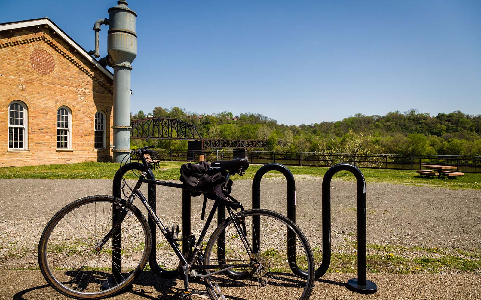 Bike in Rack parked at the Pump House