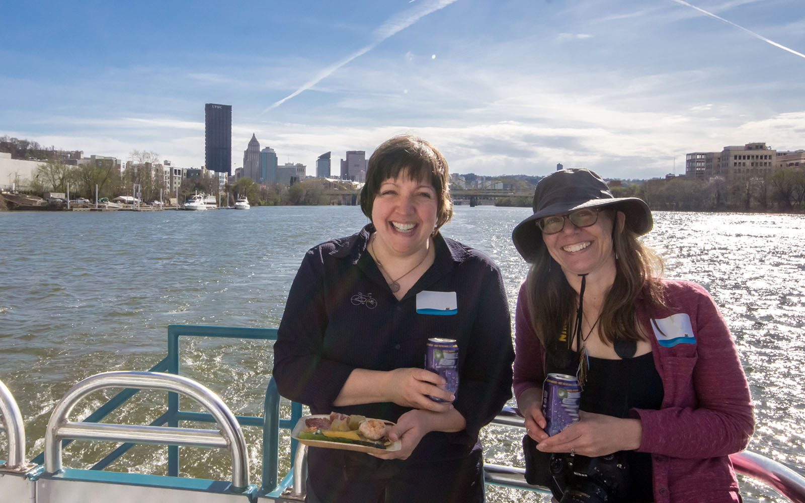 Guests on Stern with city in the background