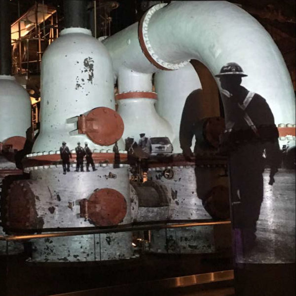 video projected onto pipes