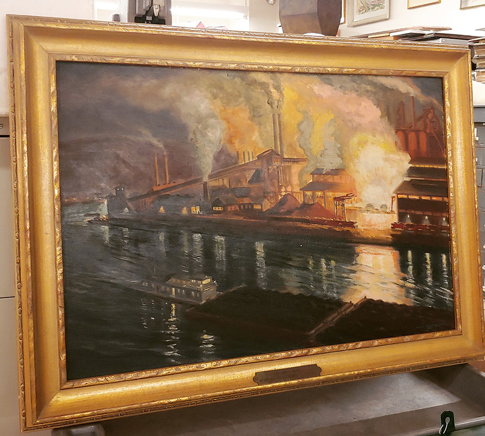 Painting of a Mill in a gilded frame
