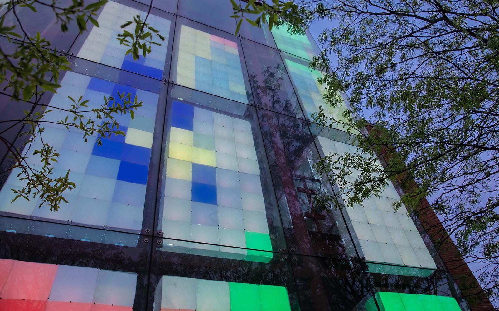 LED light installation at Bost Building