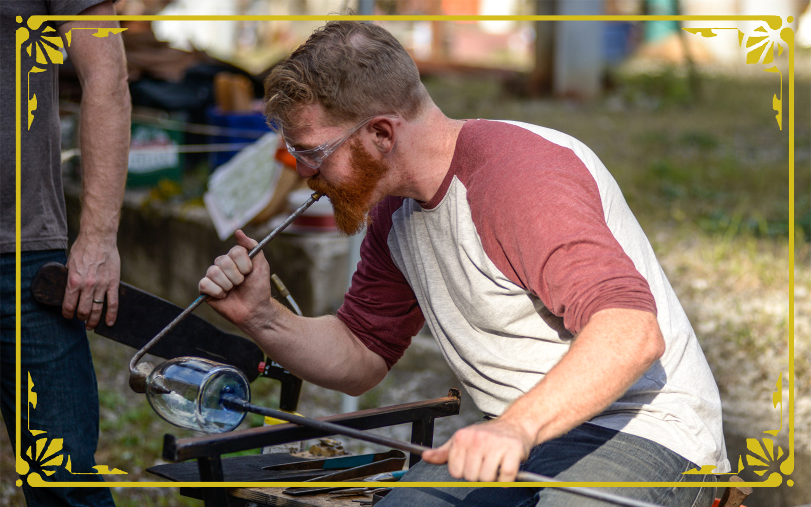 glass blowing demonstration during festival of combustion