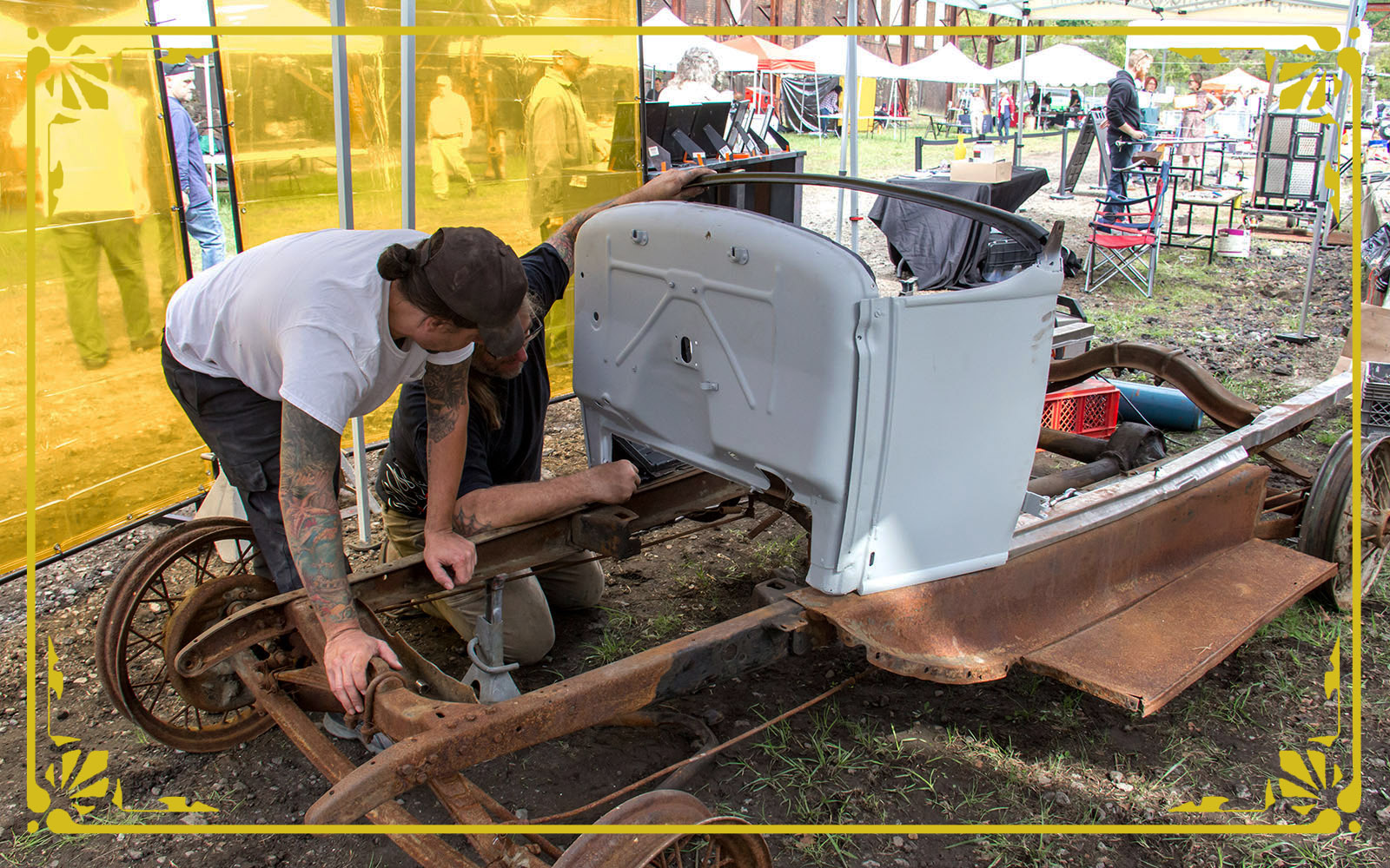 Elsnters Rod and Kustom works on an old model A