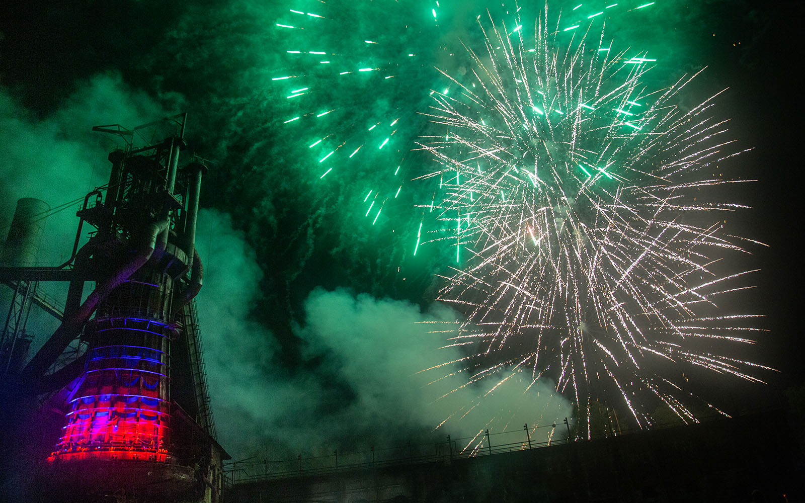 Fireworks over the Carrie Blast Furnaces