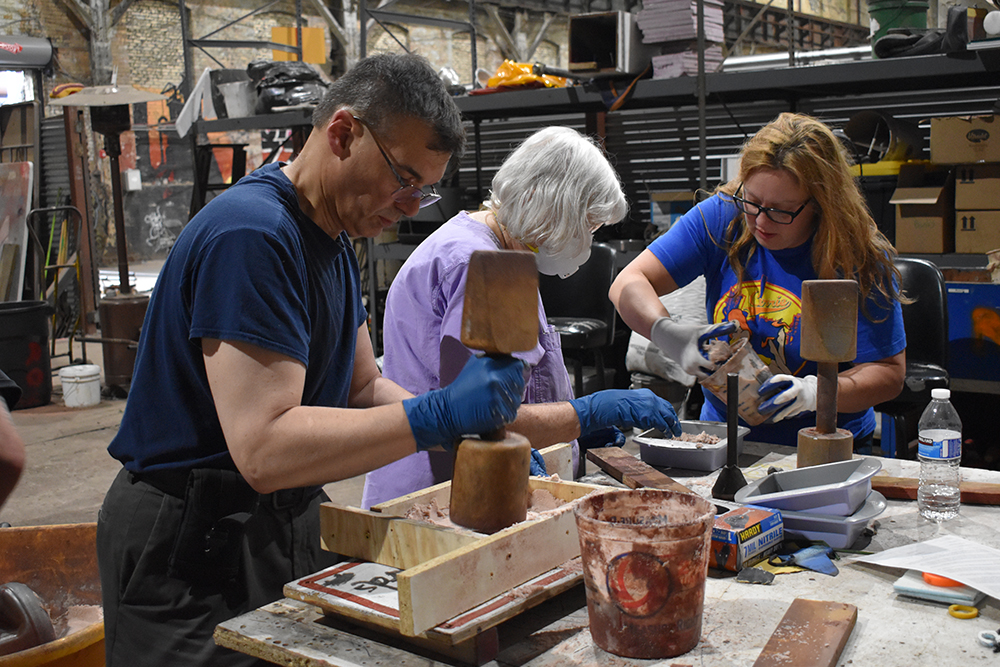 workshop participants working on their patterns