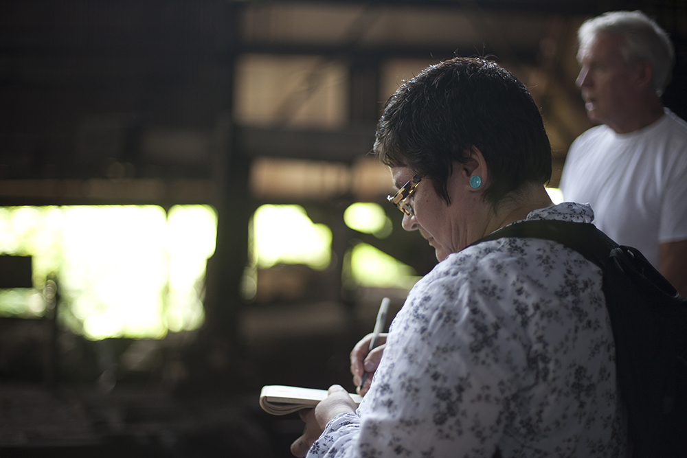 artist edith abeyta records notes during the 2013 alloy pittsburgh project