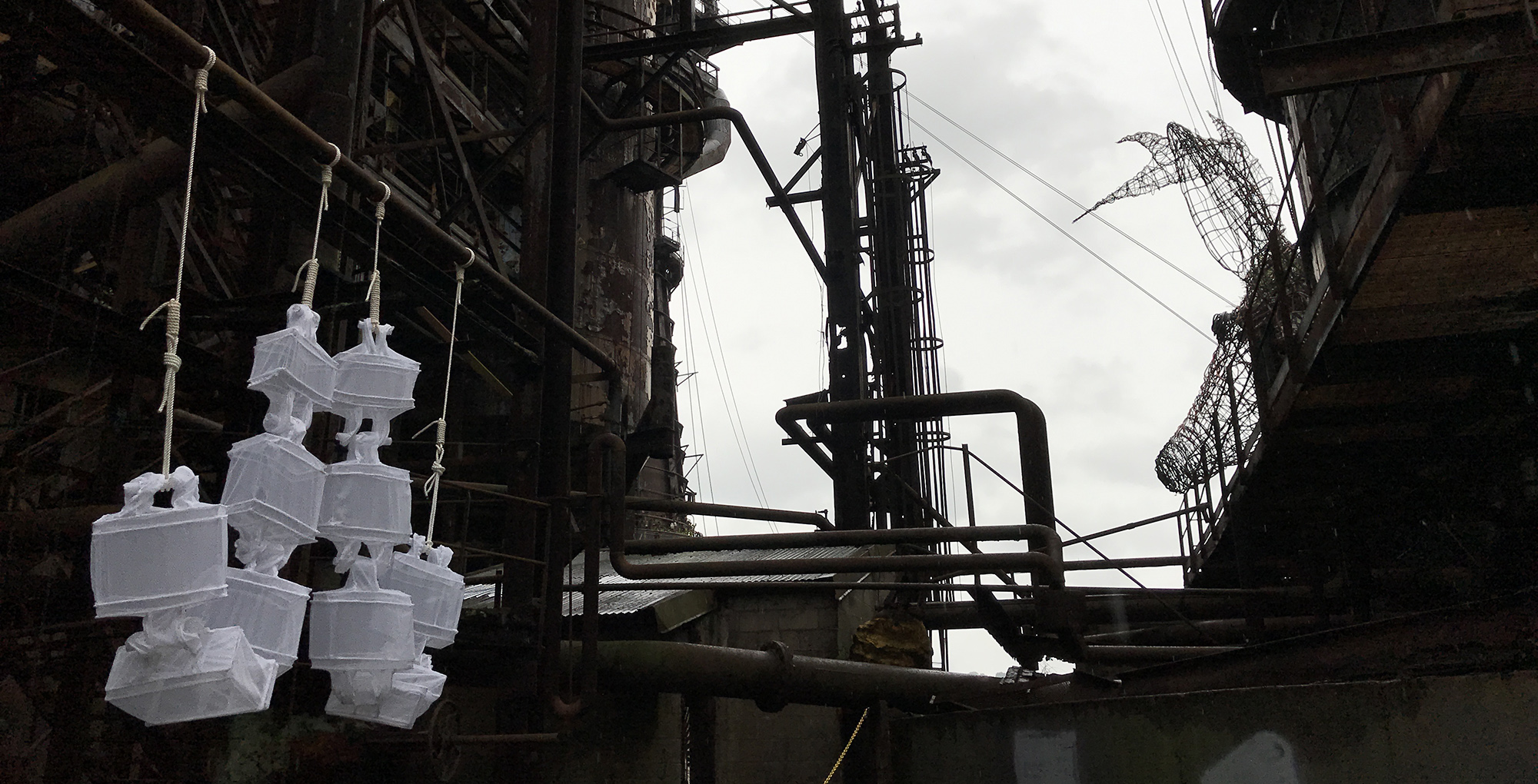 image featuring sophia sobers installation for alloy pittsburgh and the carrie deer sculpture