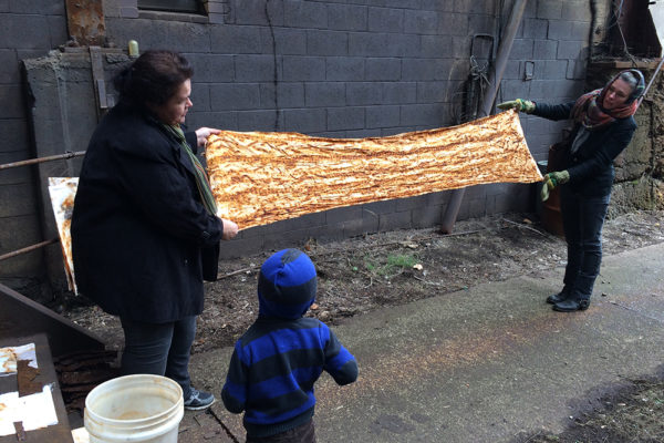 IMG_1775 rose clancy unwraps one of her projects as part of a public event during alloy pittsburgh 2015