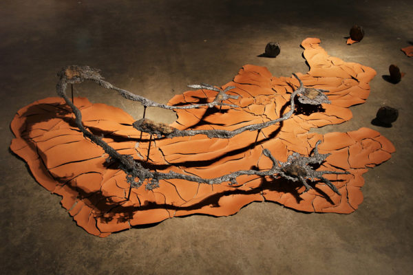 Sculpture entitled An Artifact from the Reflections of the Landscape in Your Eye - abstract ironwork