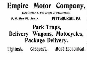 Early newspaper ad for Empire Motor Company, Pittsburgh, PA.
