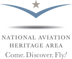 Logo for the National Aviation Heritage Area with the tagline "Come. Discover. Fly!"