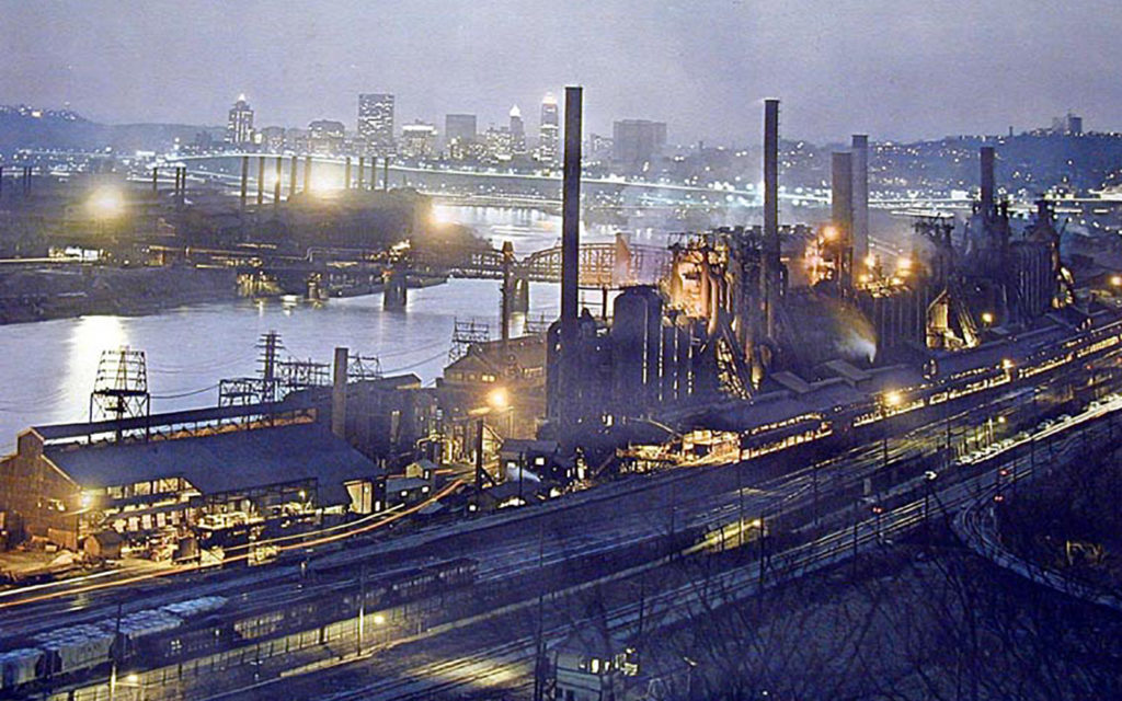 archival image of the J&L steel mill from the 1960s