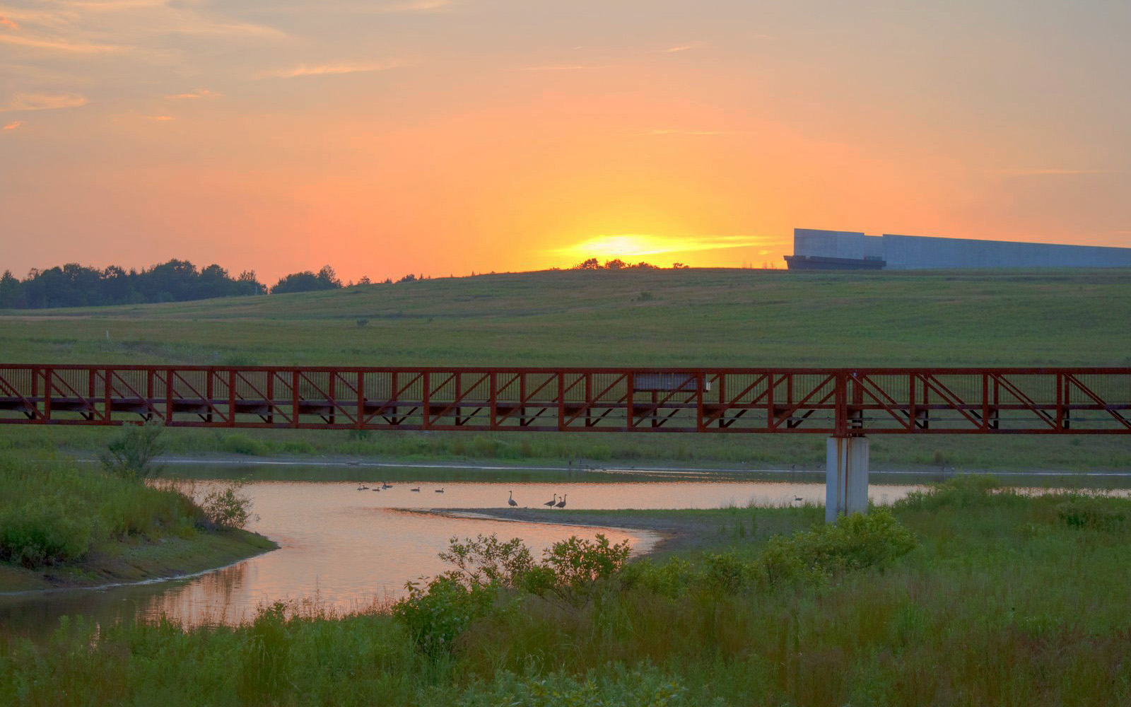 sunset with wetlands at the flight 93 memorial