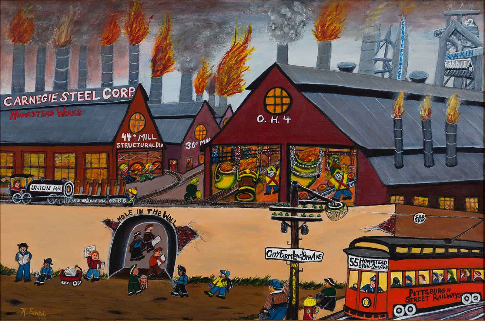 A painting of the U.S. Steel Homestead Works
