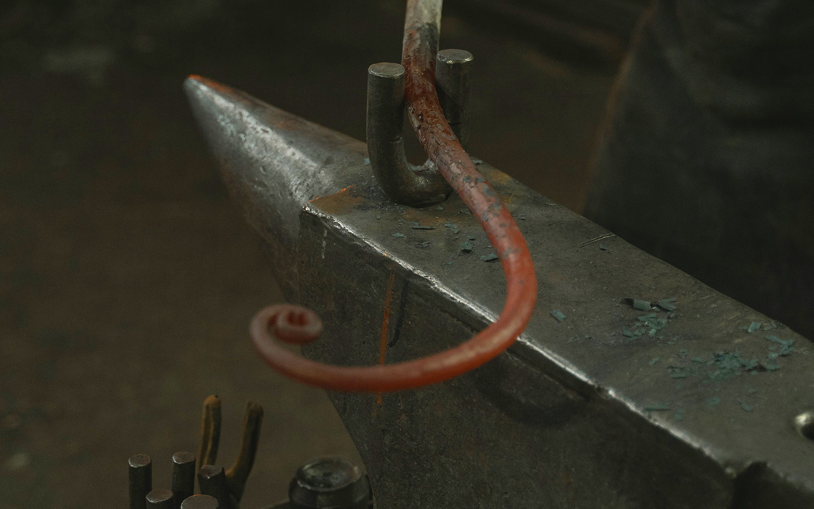 detail of a forged. hook