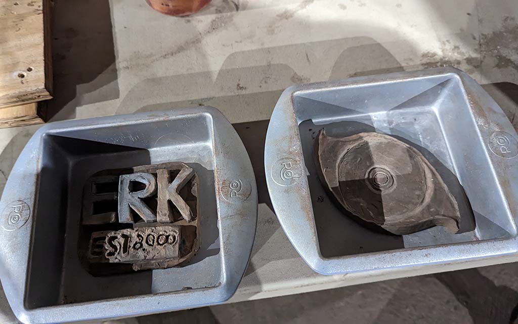 two clay positives are ready for the sand molding making set in the process