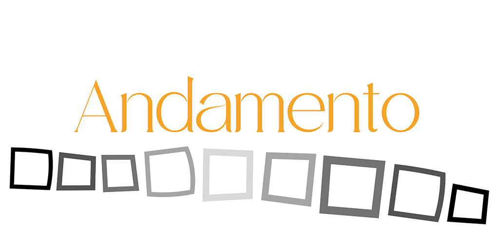 Images of different shaped blocks in a line with the word andamento