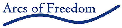 A logo that reads Arcs of Freedom with a line that dips then rises.