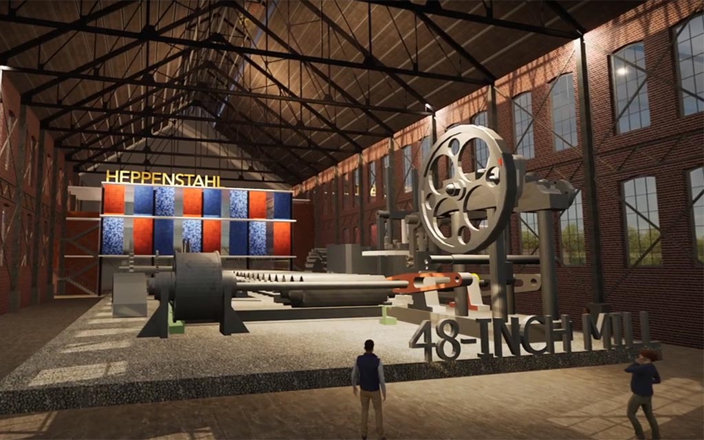 A digital rendering of the 48-inch Mill in a restored historic building.