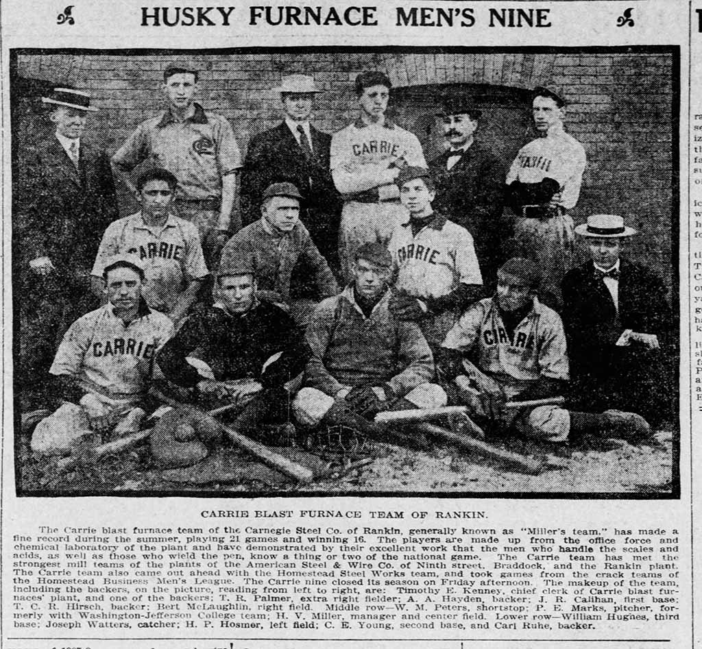 A newspaper clipping that includes the photo of the baseball team described in the above image.