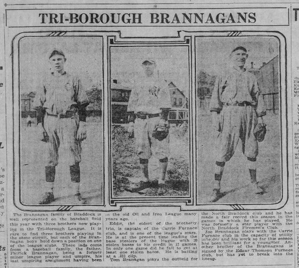 A newspaper clipping showing photos of three brothers, and an article which mentions a fourth brother.