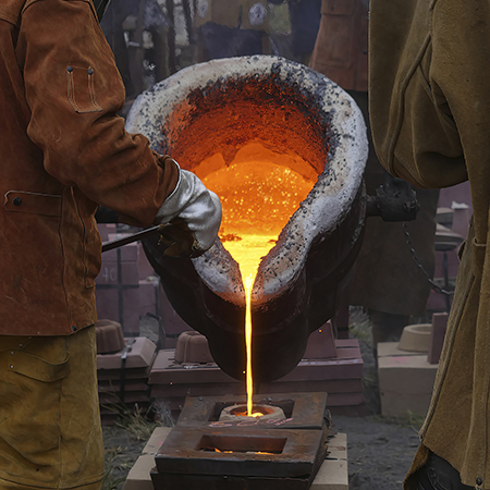 hot iron being poured