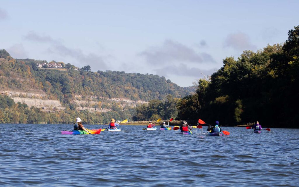 Kayakers in the Allegheny River.