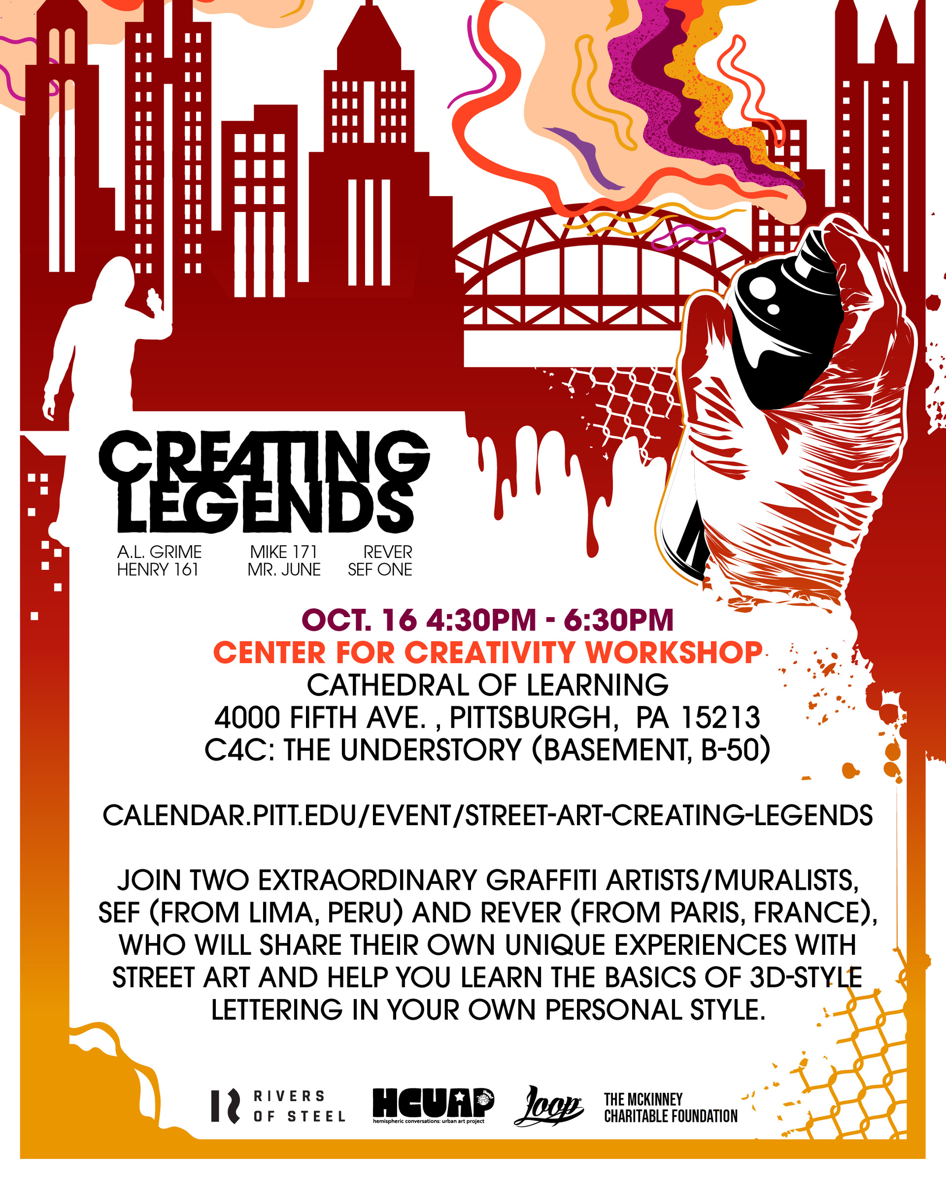 Center for Creativity workshop flyer at University of Pittsburgh