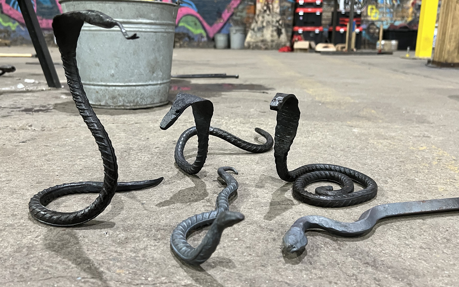 steel snakes forged during a halloween date night workshop