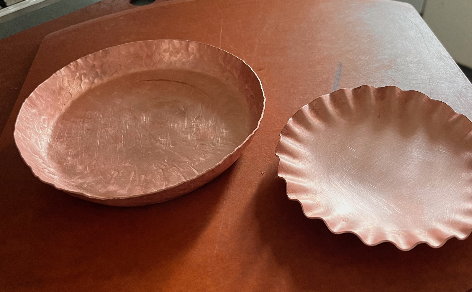 sample copper trays created of various designs